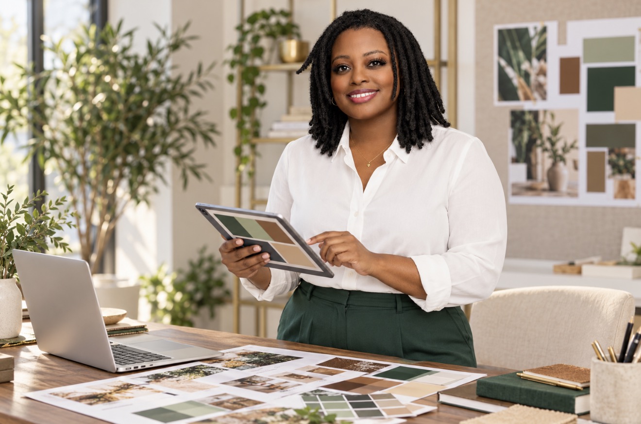 Lakia Marie, founder of LMDMA, at work in her studio